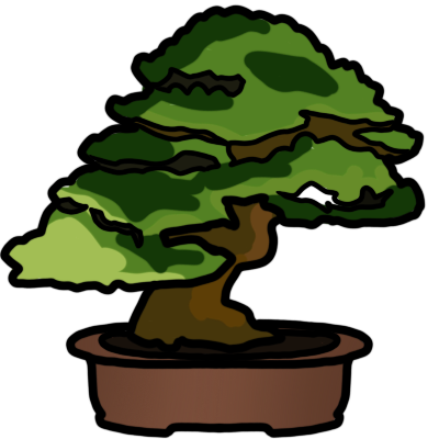 a bonsai tree in a pot.